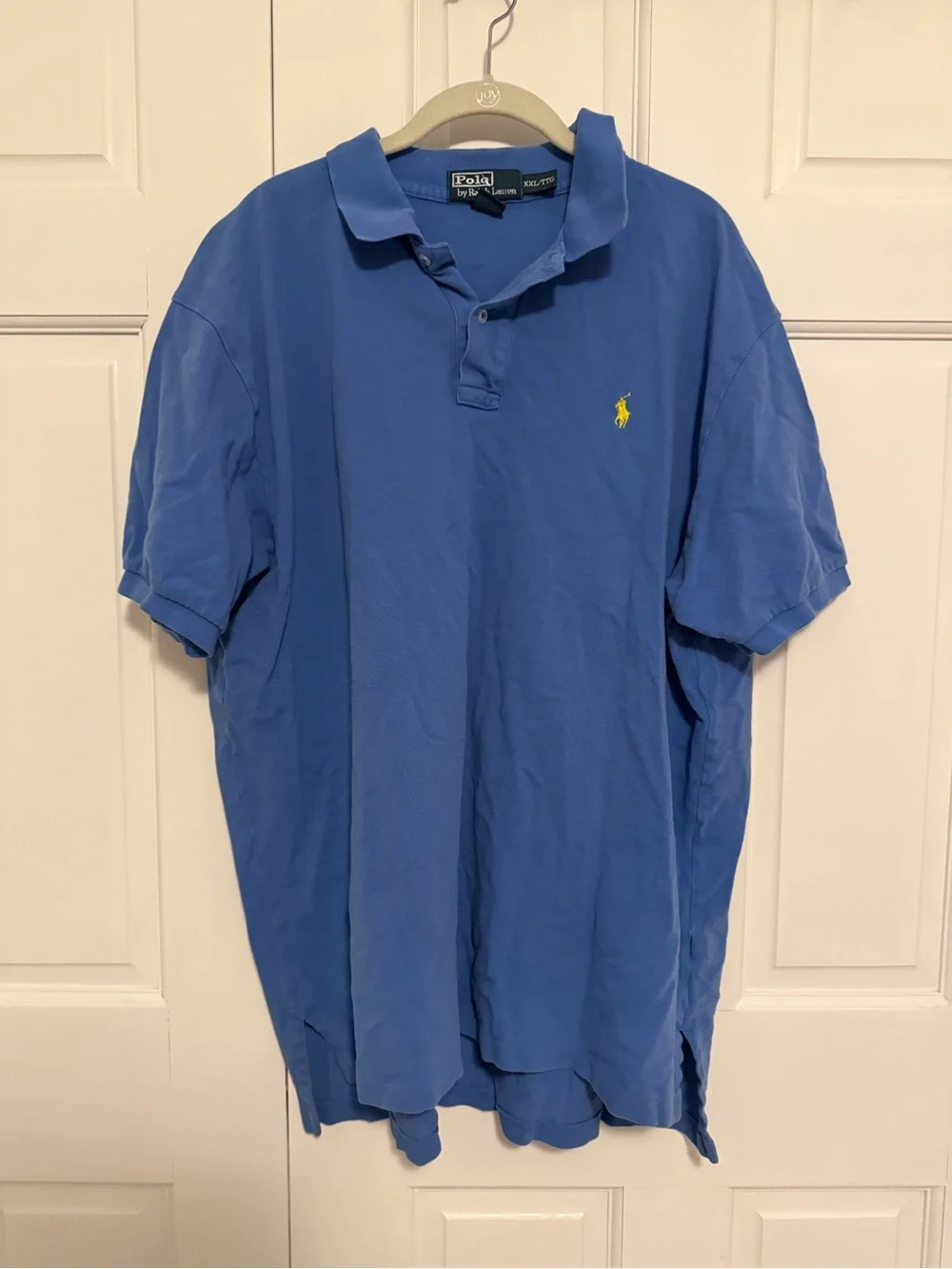 Polo Ralph Lauren Polo Shirt XXL Tall Blue Yellow Pony Short Sleeve Cotton Pique